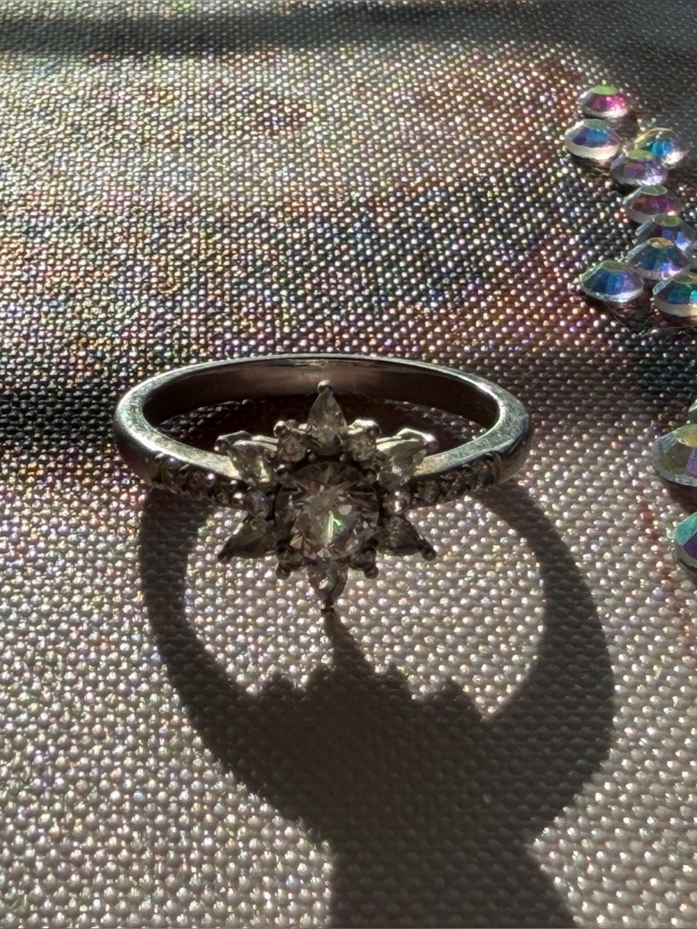 Sterling Silver Sunburst CZ Ring in Silver